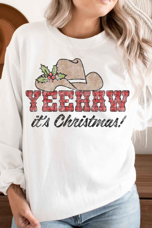 Yeehaw Country Christmas Plus Size Sweatshirt