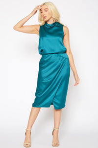 Pleione Satin Wrap Midi Skirt