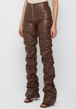 Pu Leather Pants for Women in Brown