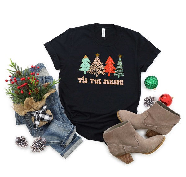 Tis The Season Trees Grunge Short Sleeve Tee