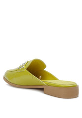 Yashta Patent Studded Flat Mules