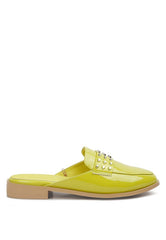 Yashta Patent Studded Flat Mules