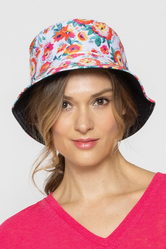 Women's Floral Print Reversible Bucket Hat