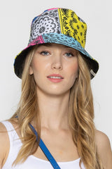 Multicolor Paisley Print Reversible Bucket Hat