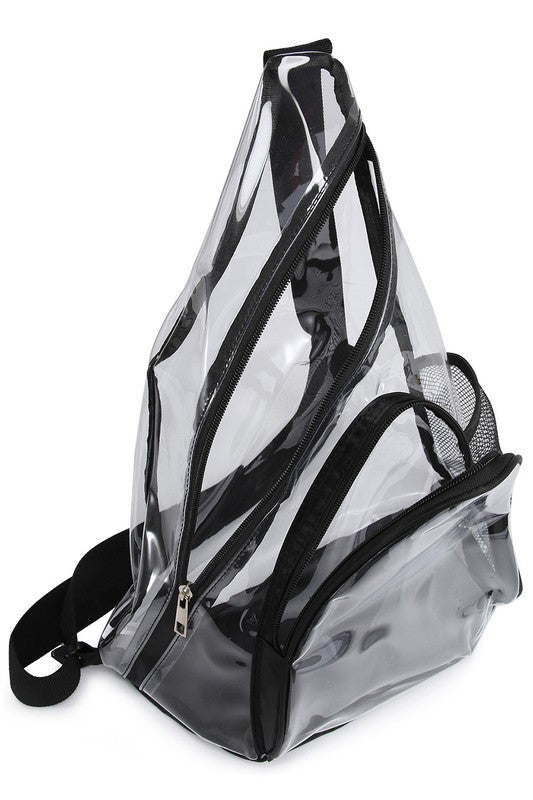 Transparent Triangle See Thru Sling Bag Backpack