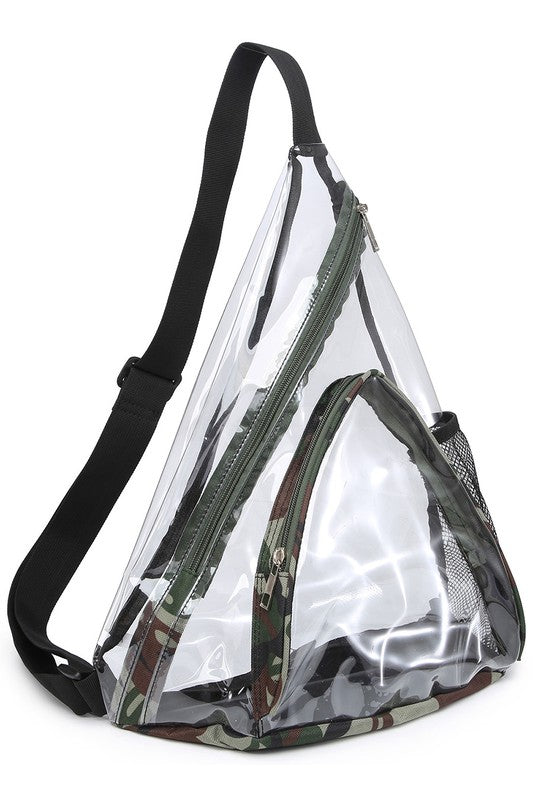 Transparent Triangle See Thru Sling Bag Backpack