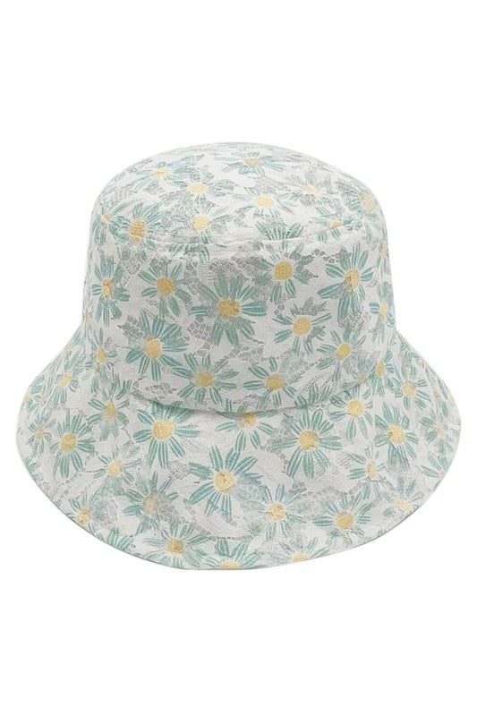 Daisy Printed Laced Bucket Hat