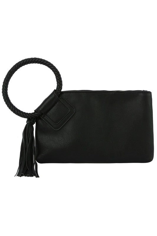 Fashion Cuff Handle Tassel Wristlet Clutch