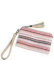 Multicolored-Striped Wallet with Wristlet