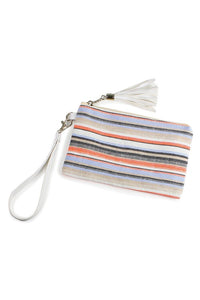 Multicolored-Striped Wallet with Wristlet