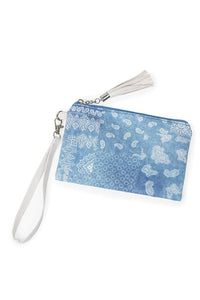 Denim Bandana Print Wallet with Wristlet