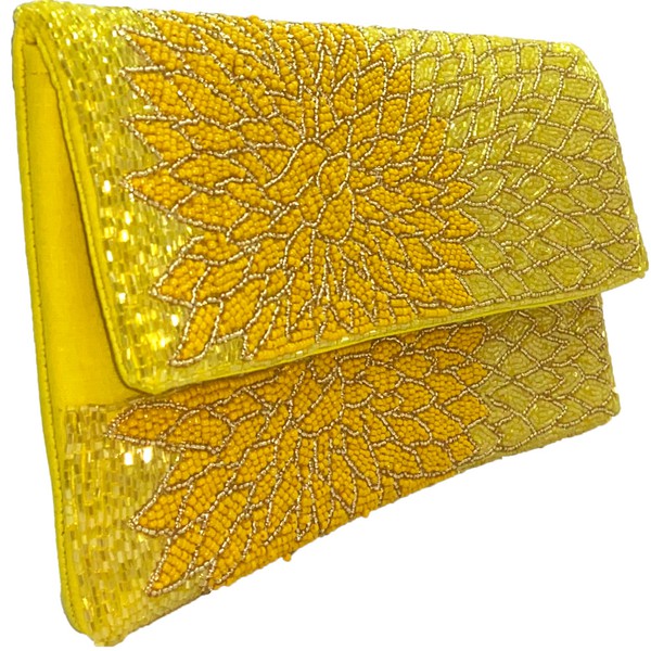 Yellow Floral Burst Bead Clutch