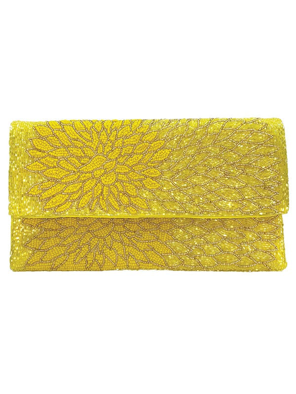 Yellow Floral Burst Bead Clutch