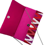 Fuschia Aztec Bead Clutch