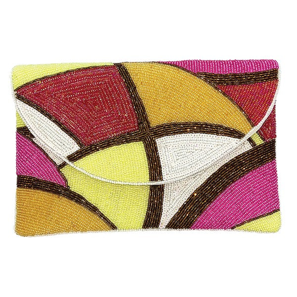 Pastel Multi Pattern Bead Clutch