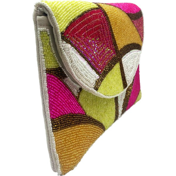 Pastel Multi Pattern Bead Clutch