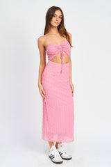 Spaghetti Strap Midi Dress With Cut Out 