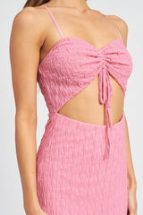 Spaghetti Strap Midi Dress With Cut Out 