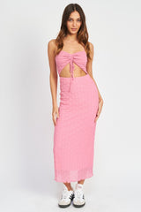 Spaghetti Strap Midi Dress With Cut Out 