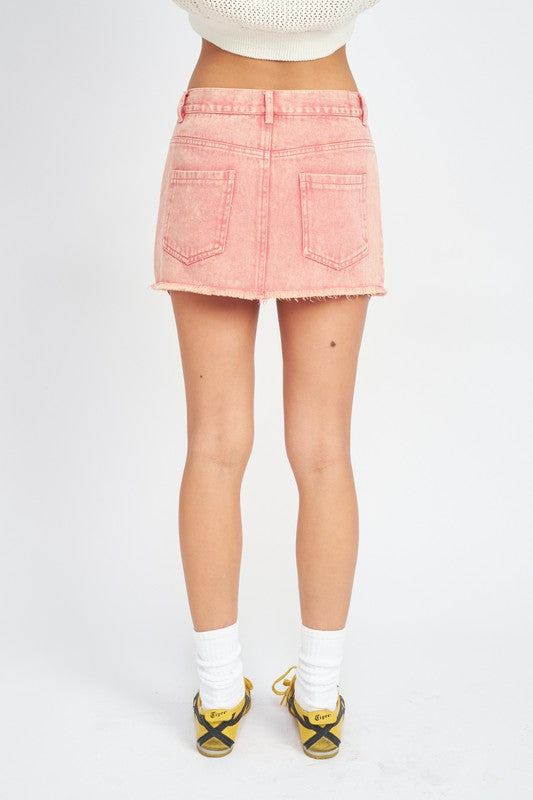 Fringe Overdye Mini Skirt