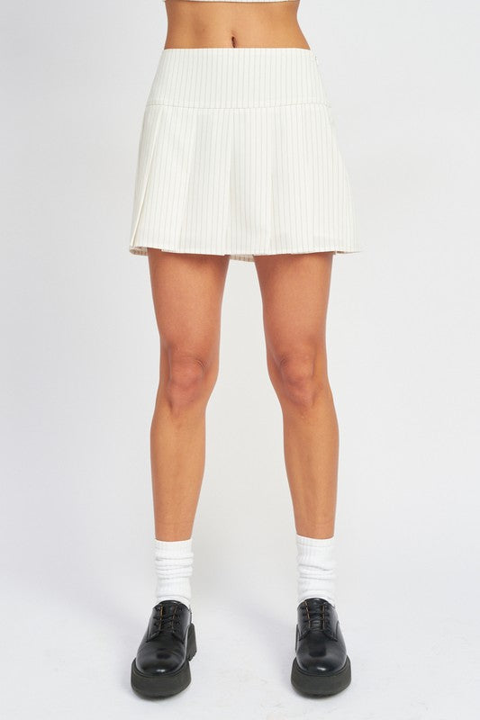 Pleated High Waist Mini Skirt