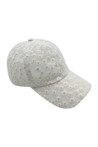 Flower Embroidered Sheer Baseball Cap