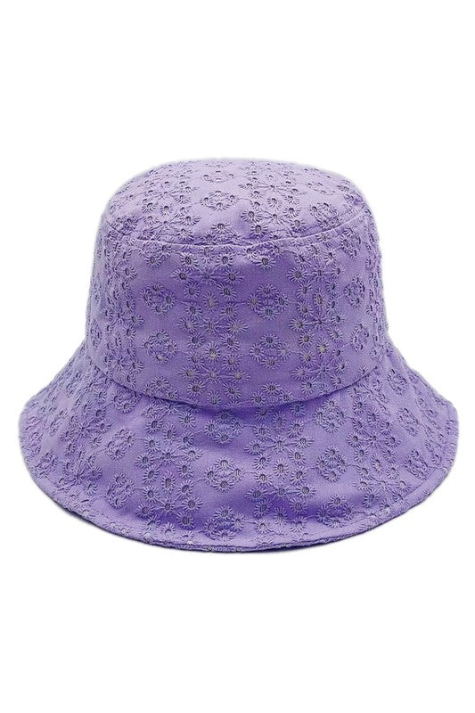 Floral Eyelet Bucket Hat