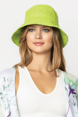 Floral Eyelet Bucket Hat