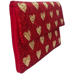 Glod Heart Red Bead Clutch
