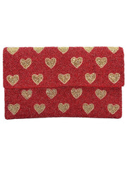 Glod Heart Red Bead Clutch