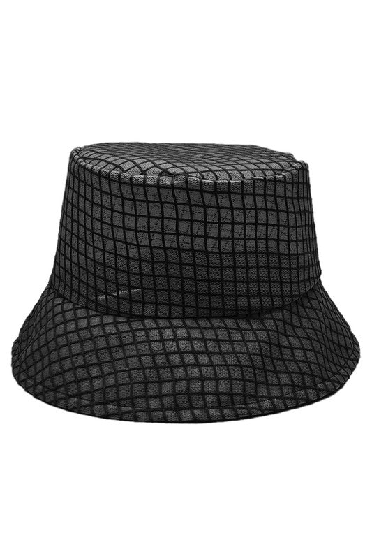 Grid Pattern Tulle Mesh Bucket Hat