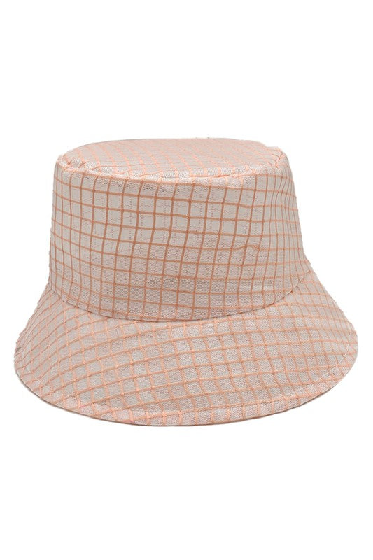 Grid Pattern Tulle Mesh Bucket Hat
