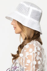 Grid Pattern Tulle Mesh Bucket Hat