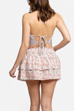Rose Pattern Ruffle Tiered Mini Skirt