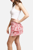 Solid Leaves Ruffle Tiered Mini Skirt