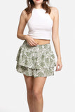 Solid Leaves Ruffle Tiered Mini Skirt