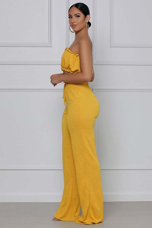 Sexy Two Piece Pant Set in Yellow