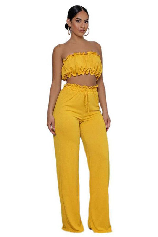 Sexy Two Piece Pant Set in Yellow