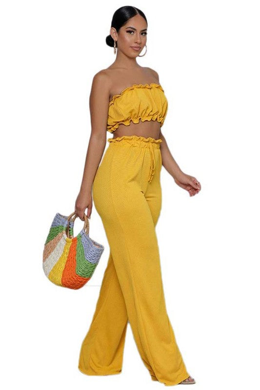 Sexy Two Piece Pant Set in Yellow