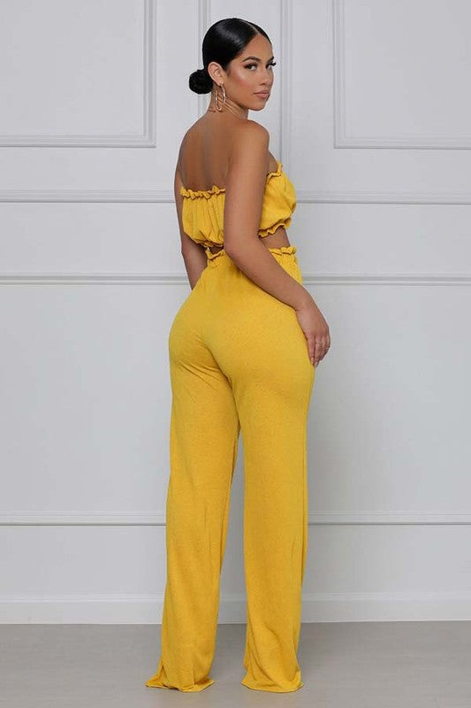 Sexy Two Piece Pant Set in Yellow