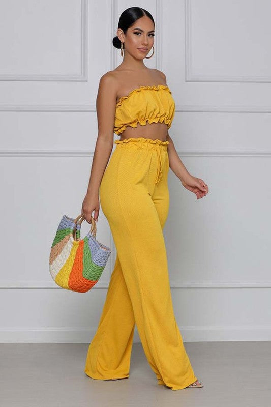 Sexy Two Piece Pant Set in Yellow