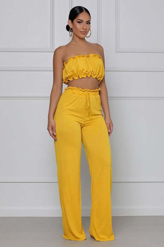 Sexy Two Piece Pant Set in Yellow