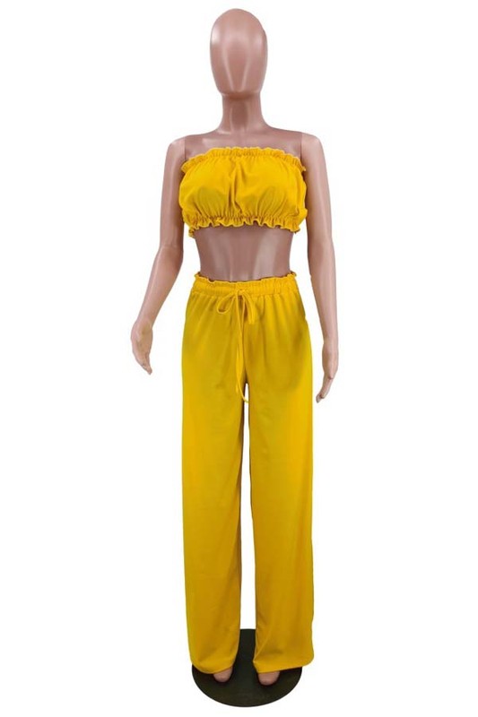 Sexy Two Piece Pant Set in Yellow