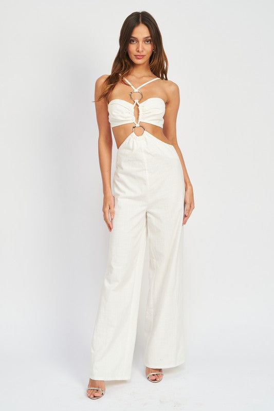 Double O Ring Cut Out Jumpsuits