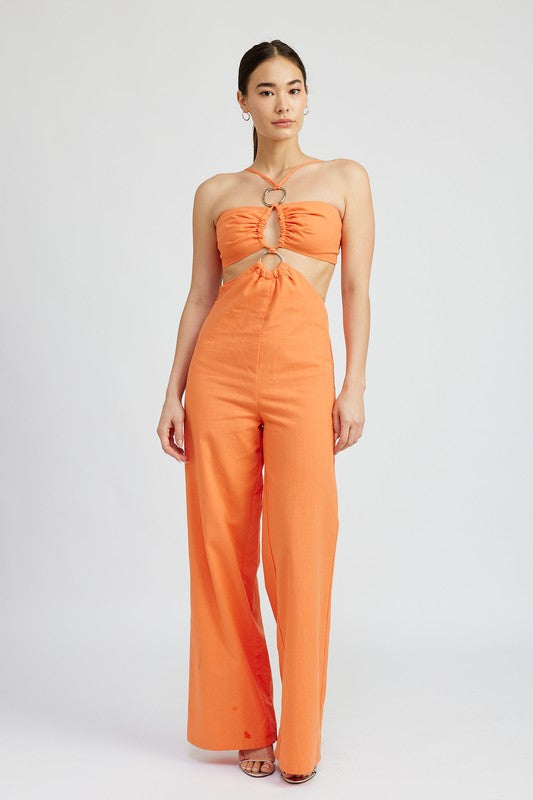 Double O Ring Cut Out Jumpsuits