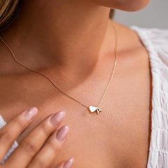 18K Gold Plated Heart Initial Necklace Mothers Day Gift for Women
