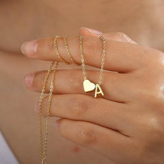 18K Gold Plated Heart Initial Necklace Mothers Day Gift for Women