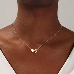 18K Gold Plated Heart Initial Necklace Mothers Day Gift for Women