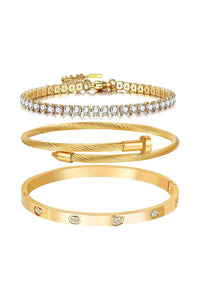 18K Gold Plated Love Bangle Set women
