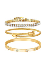 18K Gold Plated Love Bangle Set women
